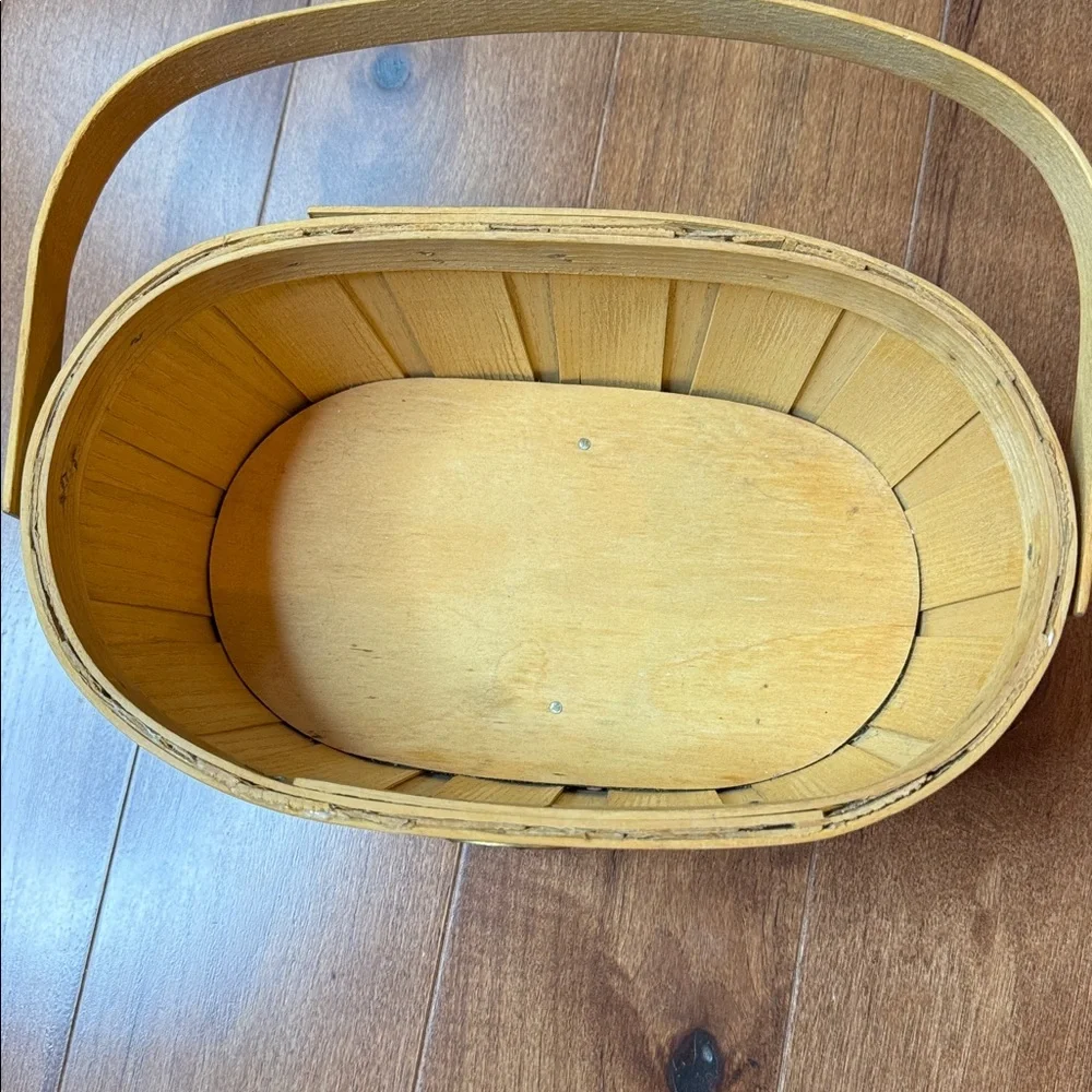 PETERBORO Vintage Rustic Wooden Basket with Handle